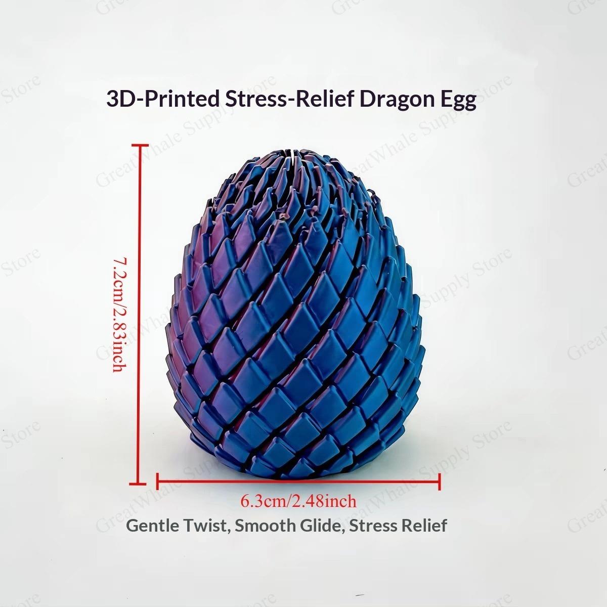 

3D Print Decompression Dragon Egg Toy - Smooth Rotating Fidget Ball ADHD Anxiety Relief Eco-Safe Finger Toy for Children Adults