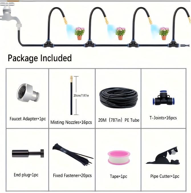 Universal Adjustable Micro-Atomizing Sprinkler Set for Irrigation, Cooling, and Humidification