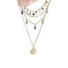 Medieval Vintage Gold Sunflower Tassel Necklace Female Bohemian Multi-layer Stacked Water Drop Clavicle Chain