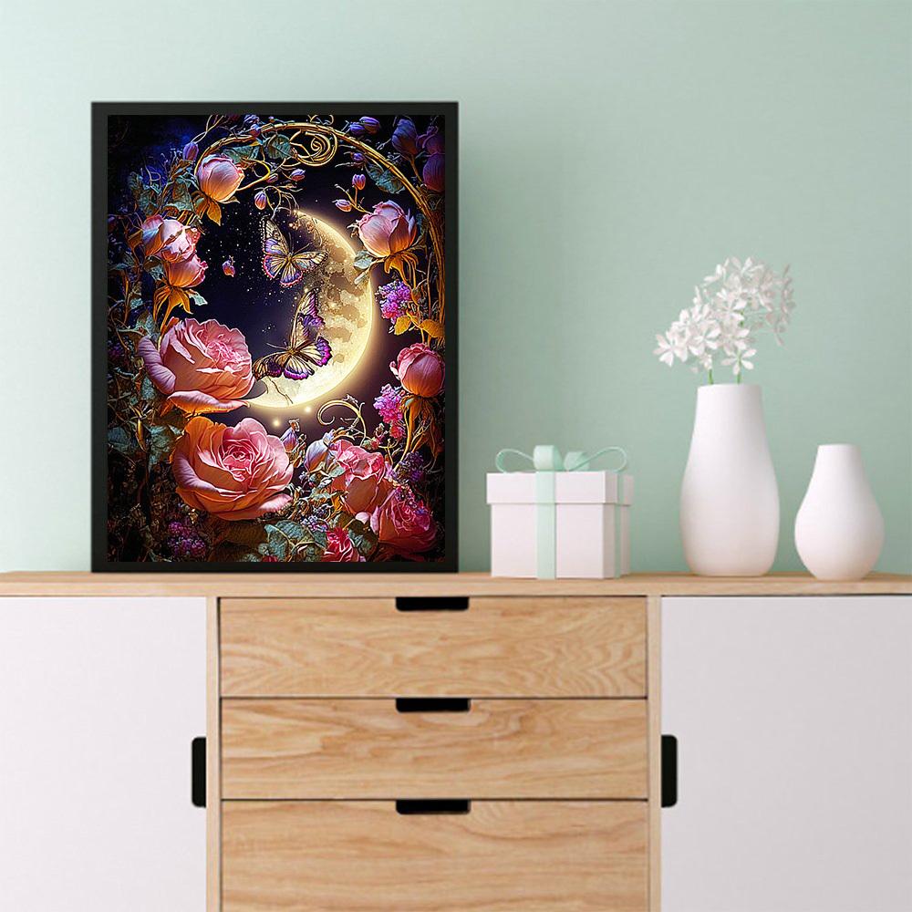 5D Diamond Painting Moon Rose Full Square Round Embroidery Mosaic Flower Landscape Home Decor