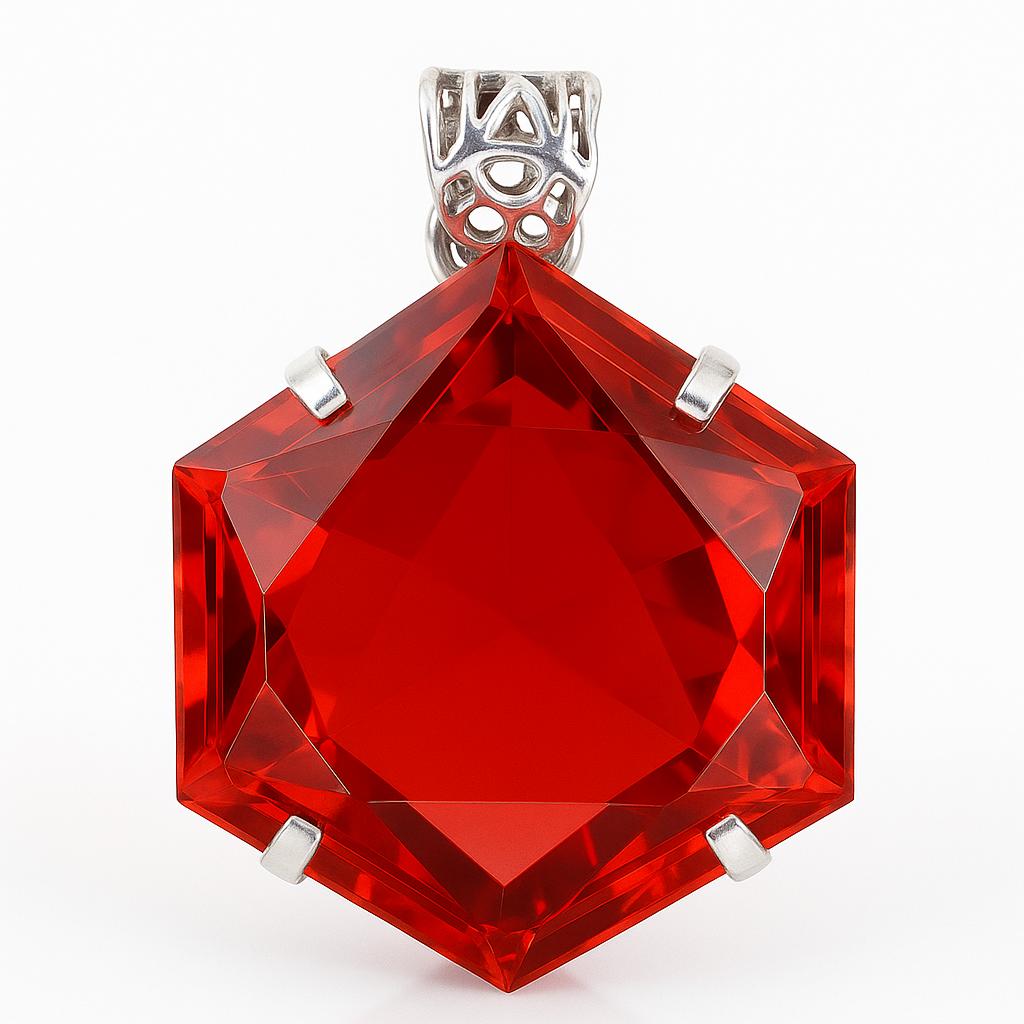 Czerwony Rubin Syntetyczny 104 Ct Fantazyjny Wisiorek Certyfikowane Srebro Próby 925 AI-79-NS