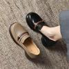 Retro Platform Small Leather Shoes New Autumn Single Shoes Lazy Soft Leather High Heel Thick Heel