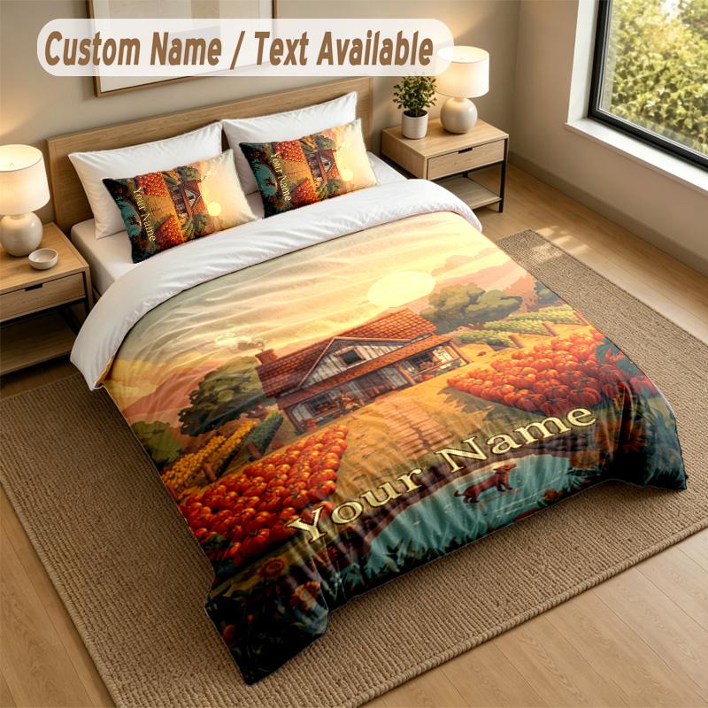 3Pcs Bedding Set Custom Name Text, 1 Sheet 2 Pillowcases Home Bed DecorStardew Valley