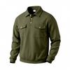Sudadera con cuello polo de manga larga holgada retro casual para hombre