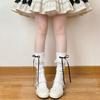 Original Japanese-style Lolita Thin Mid-Calf Knitted Polyester Tube Socks Bows Lace Design Breathable Anti-Bacterial Daily