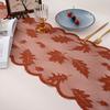 Halloween Pumpkin Table Runner Fall Decorations, Maples Leaves Lace Orange Autumn Tablecloth Runner, Harvest Thanksgiving Decorations for Kitchen