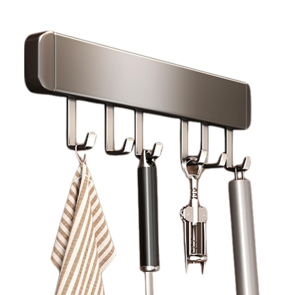 30/40/50cm Stainless Steel Non Perforated Kitchen Hook Rack With Movable Hooks For Spoon Shovel Utensil Organization
