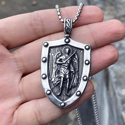 Greek God Of War Angel Wings Shield Titanium Steel Pendant Men'S Vintage Necklace Accessories