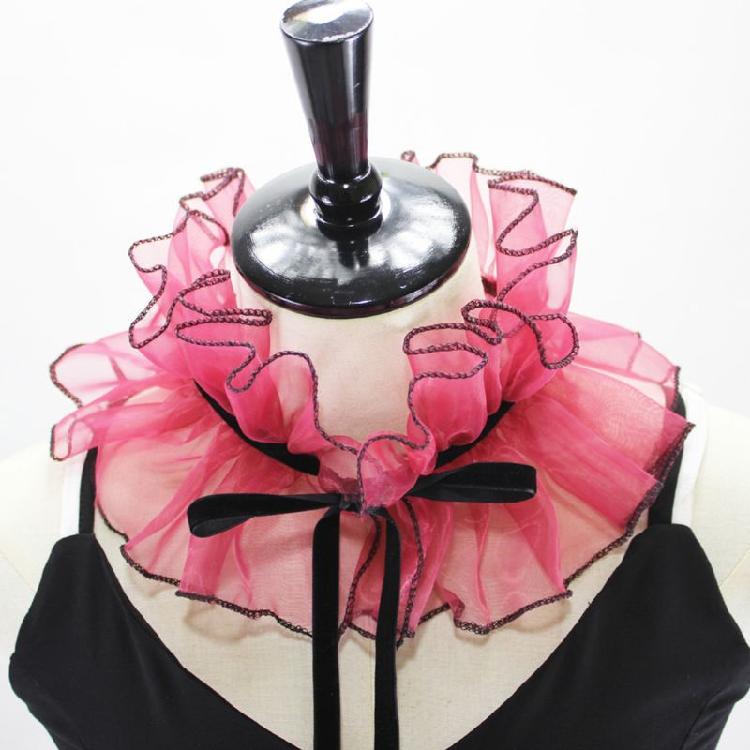 Adjustable Tie Ruffled Collar Organza For Victorian Age Costumes and Cosplay Halloween Accessory Collar