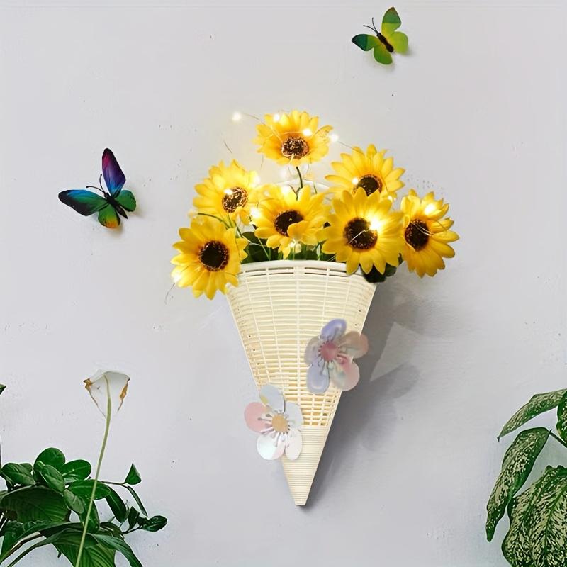 2 Piezas Contenedor para Arreglos Florales Oficina Colgante de Pared Cesta de Flores Arreglo Mesa de Centro Multicolor