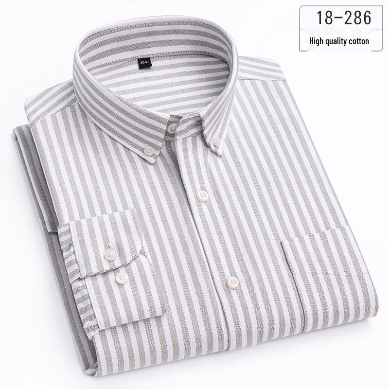 Men's Slim Fit Striped Oxford Cotton Shirt - Autumn Collection