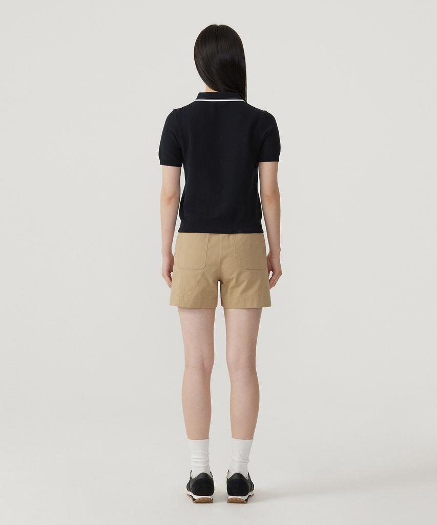 COVERNAT WOMAN Collared Half Knit Navy