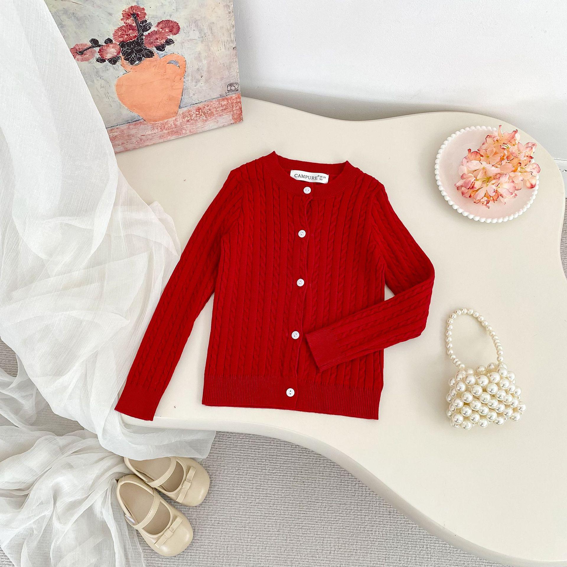 Children s Korean-Style Retro Cable Knit Cardigan 18-24 months (90 cm)