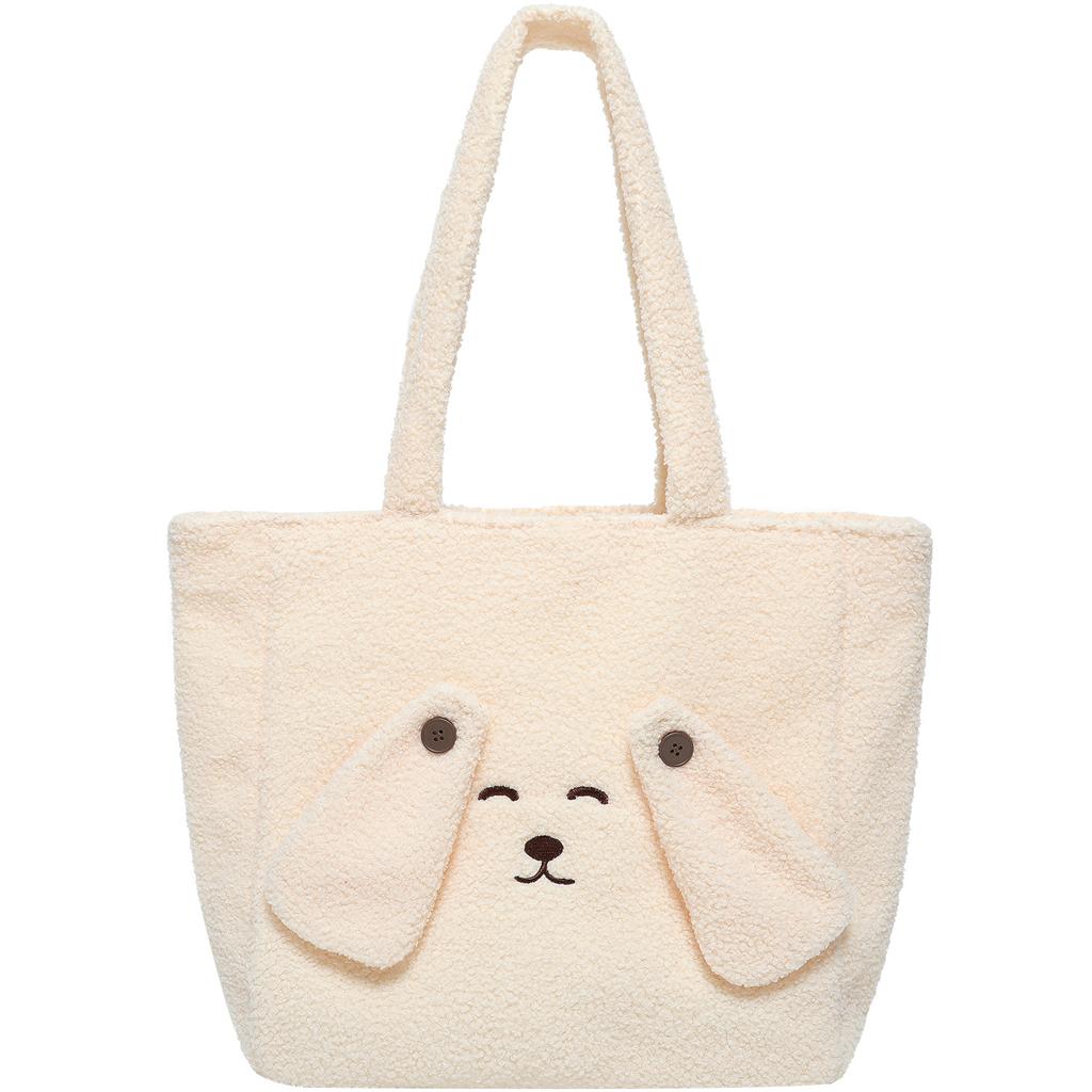 Neue Braune Niedliche Plüschtasche Lammwolle Pendler Umhängetasche Große Kapazität Tragetasche