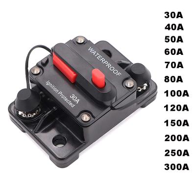 30A-300A Sicherung 12-48V Leistungsschalter 12V Trolling Manuelle Reset-Sicherung Auto Boot Manueller Stromschutzschalter für Audiosystem