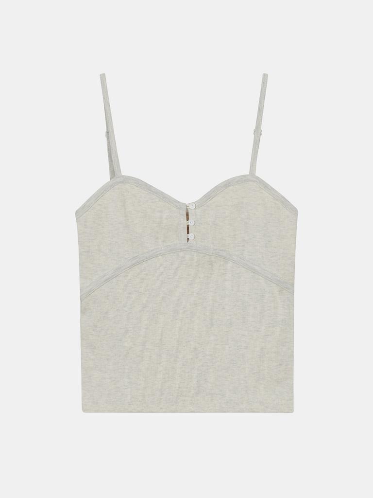 HETHERMENT Binding Button Camisole (Oatmeal Melange)