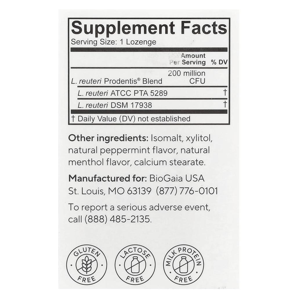 Prodentis® Oral Health Probiotic, Gum & Teeth Health, Mint, Lozenges Tablets 30