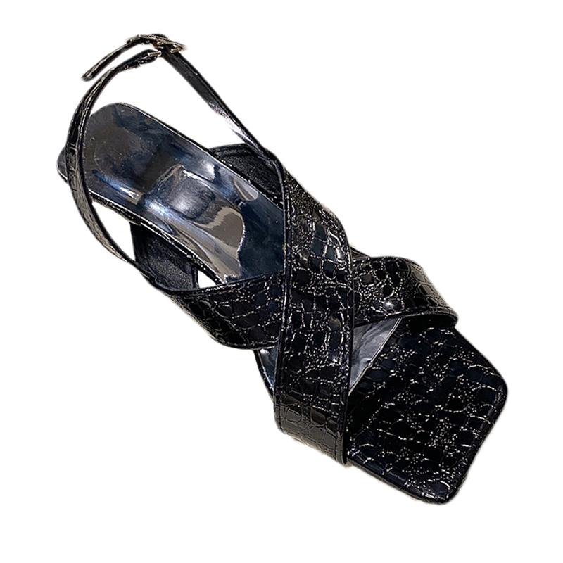 Fashion Elegant Women High Heels Sandals Designer Heeled Shoes 2025 Trend Summer Fashion New Pumps Square Toe Buckle Sandalias De Mujer