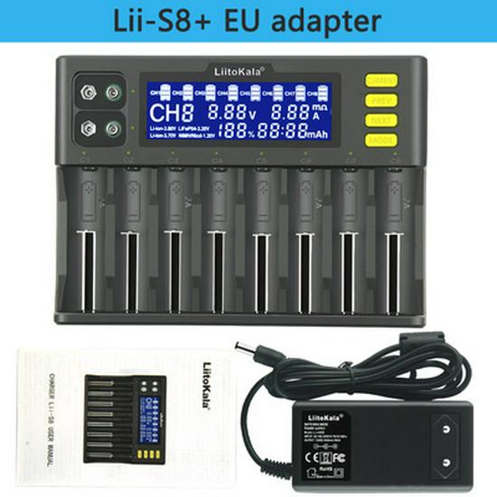 LiitoKala Lii-S8 18650 3.7V Lithium & 1.2V Ni-MH 3.2V Battery