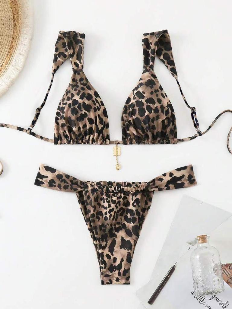 European And American Swimwear New Sexy Bikini Print Lace-Up High-End Hot Girl Clothing Pure Desire Swimsuit Women