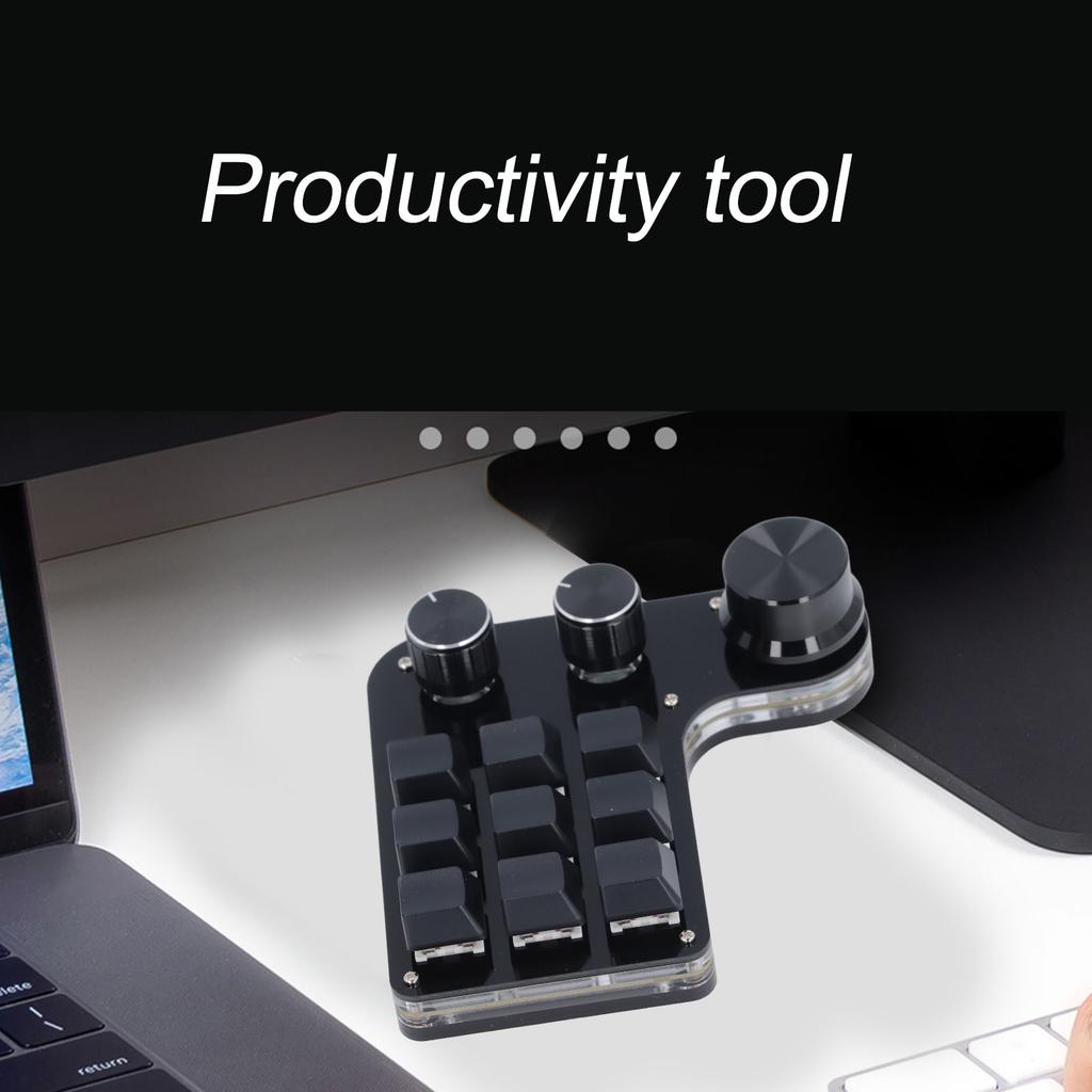 USB Mini Macro Mechanical Gaming Keyboard Programmable 9 Keys 3 Knobs Red Switch RGB LED Onboard Storage Wired Keypad