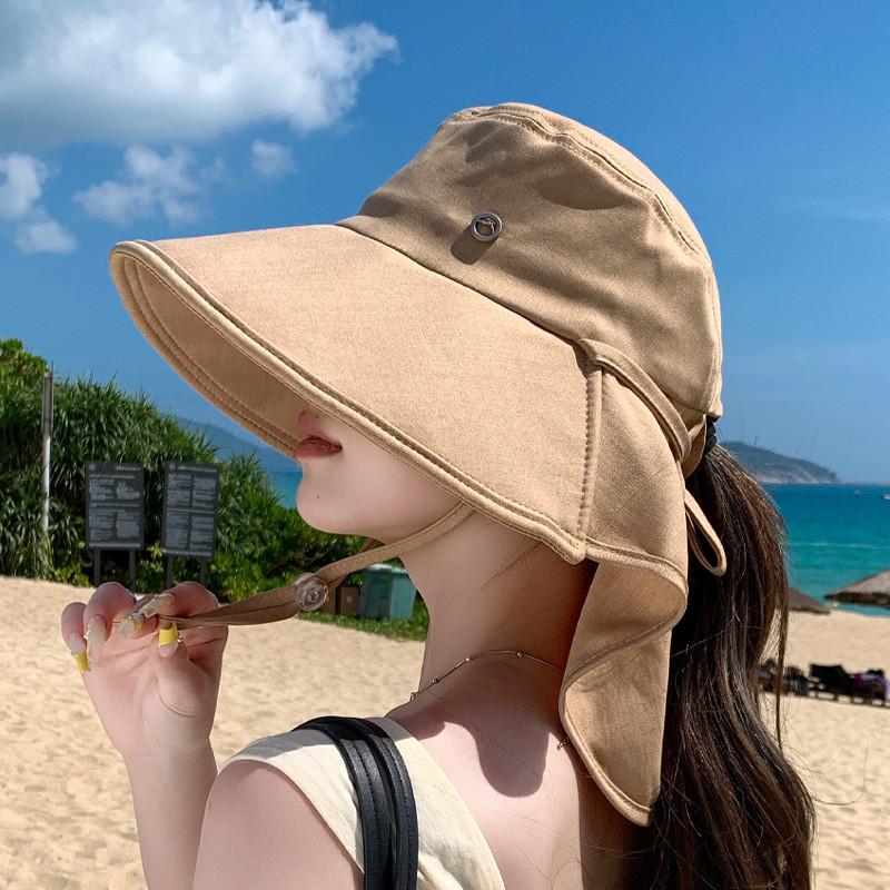 Summer Wide Brim Fisherman Hat With Ponytail Hole For Outdoor Sun Protection