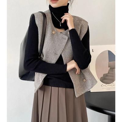 Fashion Sleeveless Jacket Vest for Women, Elegant Short Coat  Autumn Outfit Coat