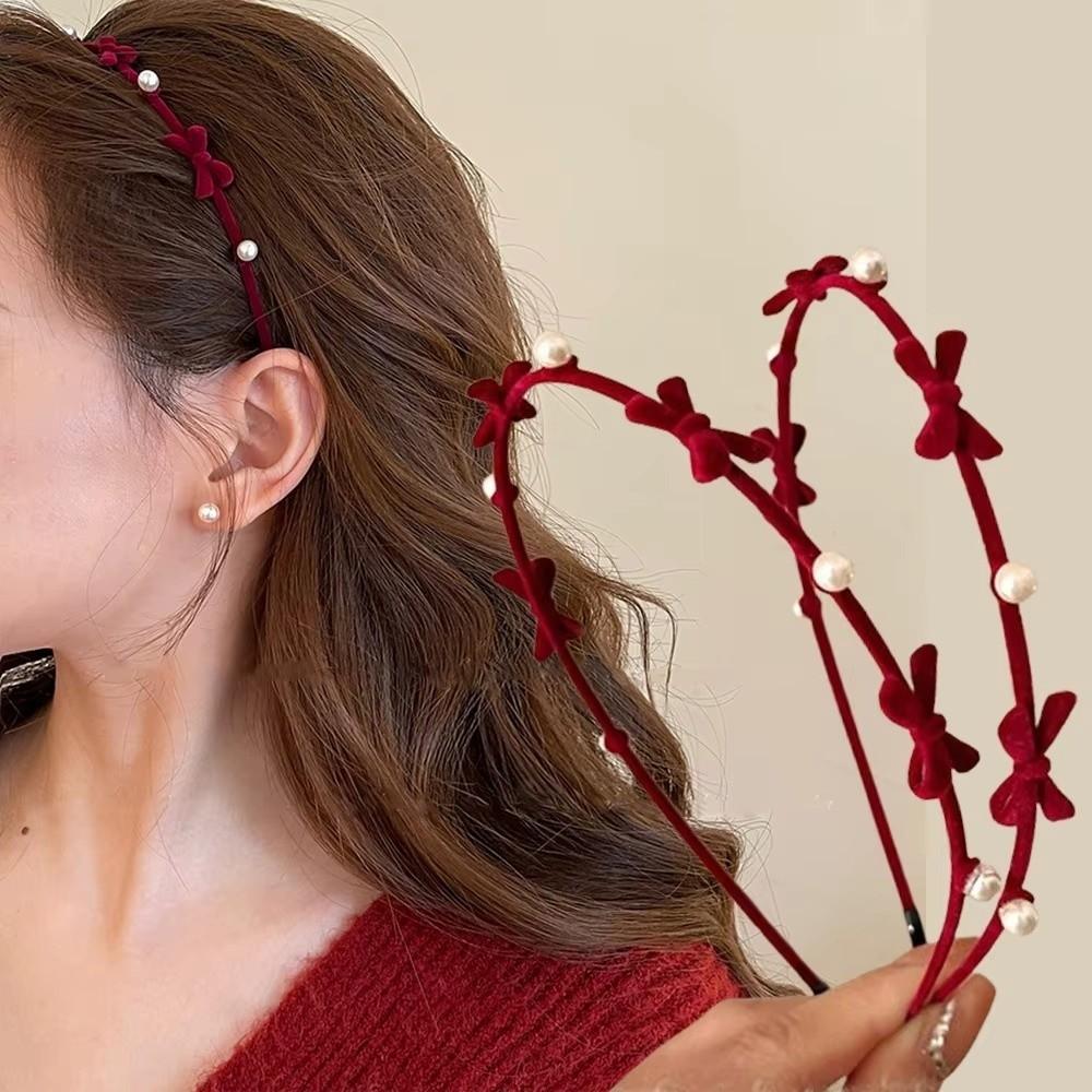 Zinc Zinc Alloy Flower Headband Plush Women Hair Hoop Personality Bow Hairband  Headwear