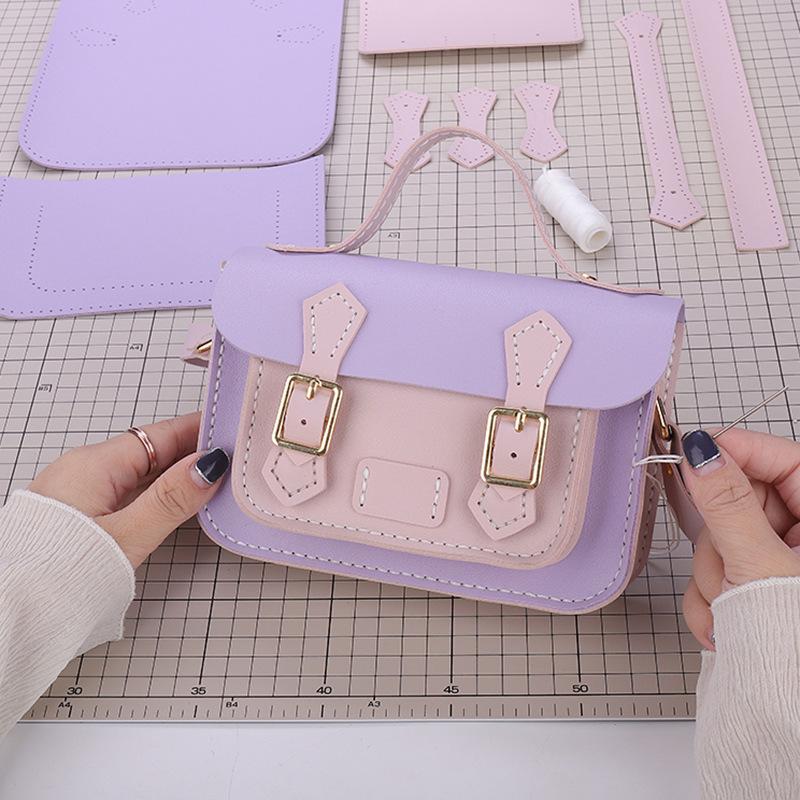 Cambridge DIY Handmade Color Block Woven Shoulder Crossbody Messenger Bag - Women's Trendy New Style