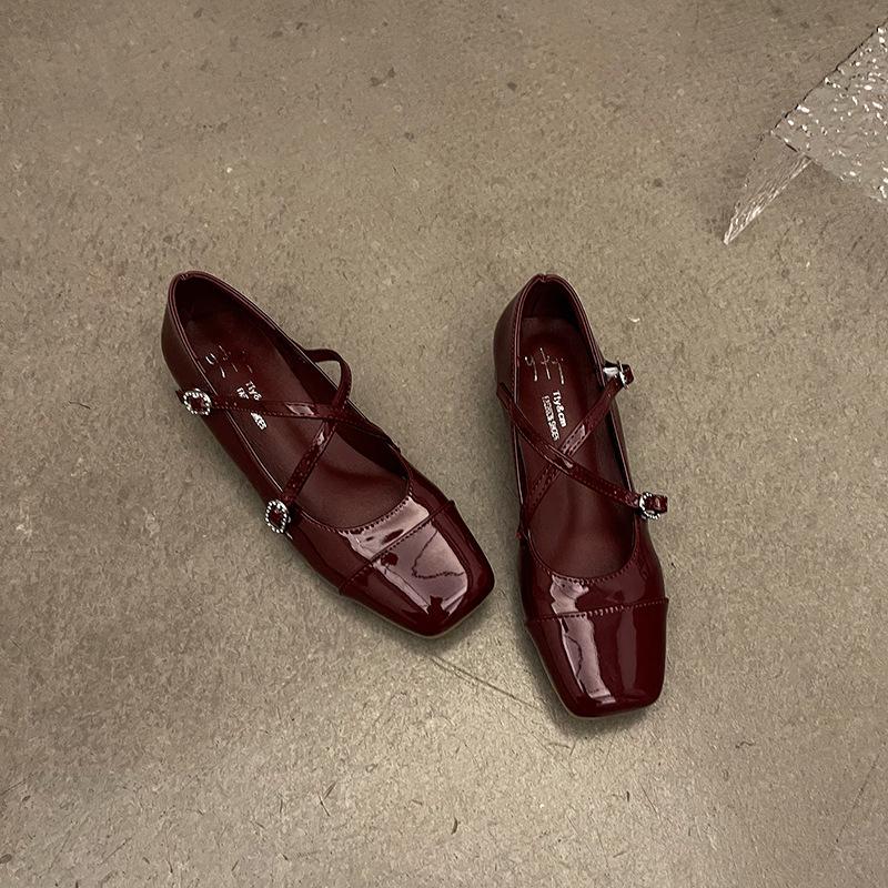 Silver single shoes of the same style women's spring new versatile light mouth retro Mary Jane shoes