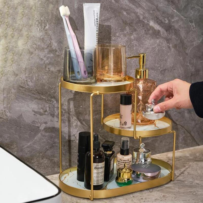 3-lagiges Eisen-Aufbewahrungsregal Make-up Badezimmer Organizer Aufbewahrungshalter Regal Badezimmerzubehör Regale Organizer Badezimmer