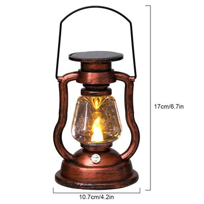 Lanterna Vintage LED Decorativa Luz Solar Chama Cintilante Lanterna Suspensa Decoração Acento Rústico Retrô Lâmpada a Óleo LED Querosene
