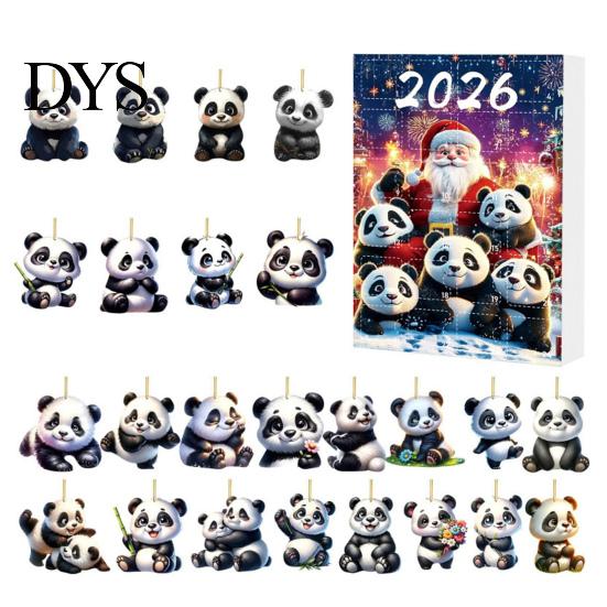 Collectible Panda Box Set Advent Calendars 2026, 2D Acrylic Cute Hanging Ornaments for Animal Xmas Tree, 24 Days Christmas Countdown Calendar,