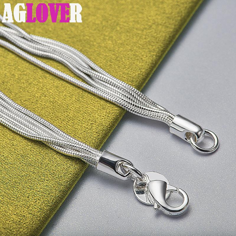 925 Sterling Silver Tassel Love Five Heart Snake Chain Bracelet Jewelry