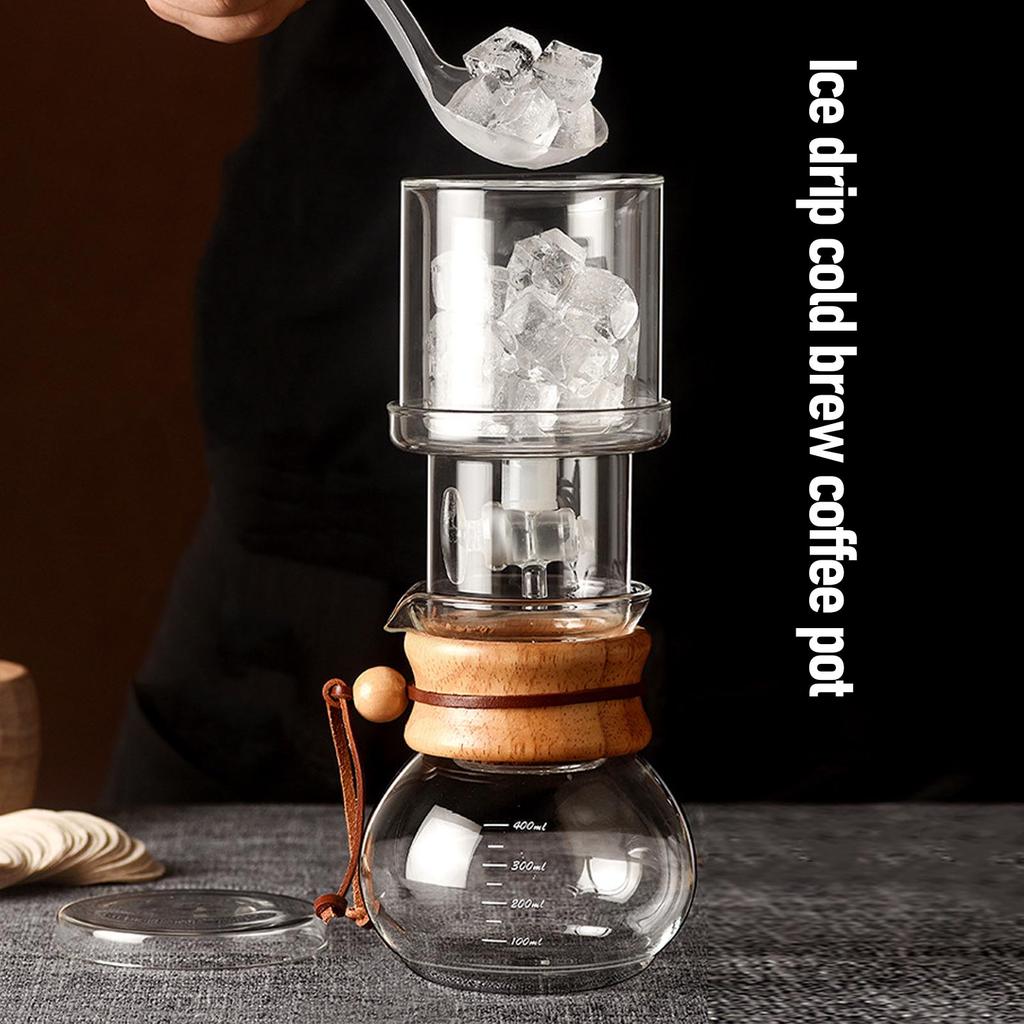 Ice Drip Coffee Maker Clear Glass Cold Brew Coffee Maker Set with Adjustable Water Flowing for Household Tea Room 400ml