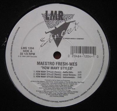 12inch Record MAESTRO FRESH-WES - How Many Styles LMS1204 LMR 1994 US Rap & Hip-Hop/R&B Used