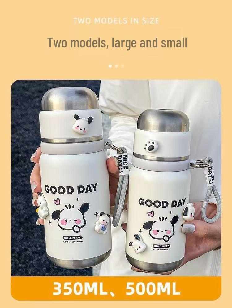 Cartoon Dog Stainless Steel Tea Infuser Cup - 316 Small Thermos with Tea Separation for Students.