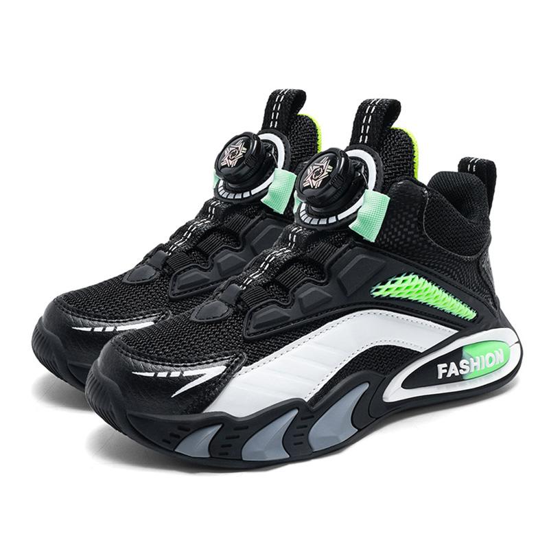 Mode Schwarze Jungen Basketballschuhe Outdoor Atmungsaktive Kinder Trainer Sport Tennisschuhe Rutschfeste Kinder Casual Schule Laufschuhe