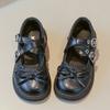 Kids Fashion Leather Shoes Spring Children Mary Jane Bean Shoes Girls Bow Princess Flat Shoes