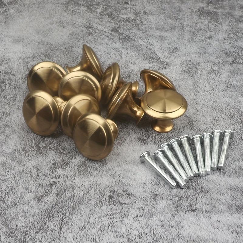 15pcs/8pcs Golden Metal Cabinet Drawer Pulls - Drag-Pull Mechanism Single Hole Knobs for Dressers, Wardrobes, Furniture Hardware