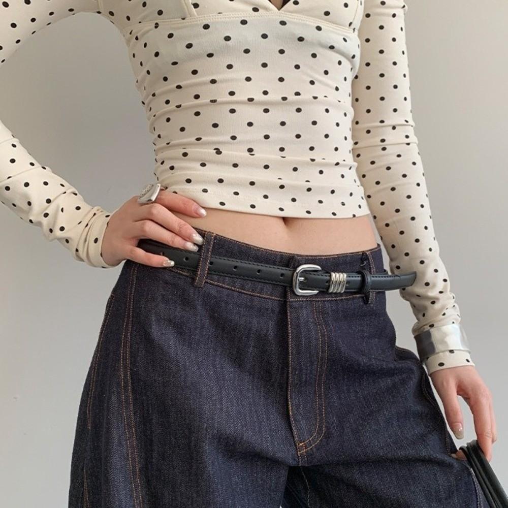 Thin Women's Belt PU Leather Dress Jeans Belt Simple Waist Belt  Streetwear