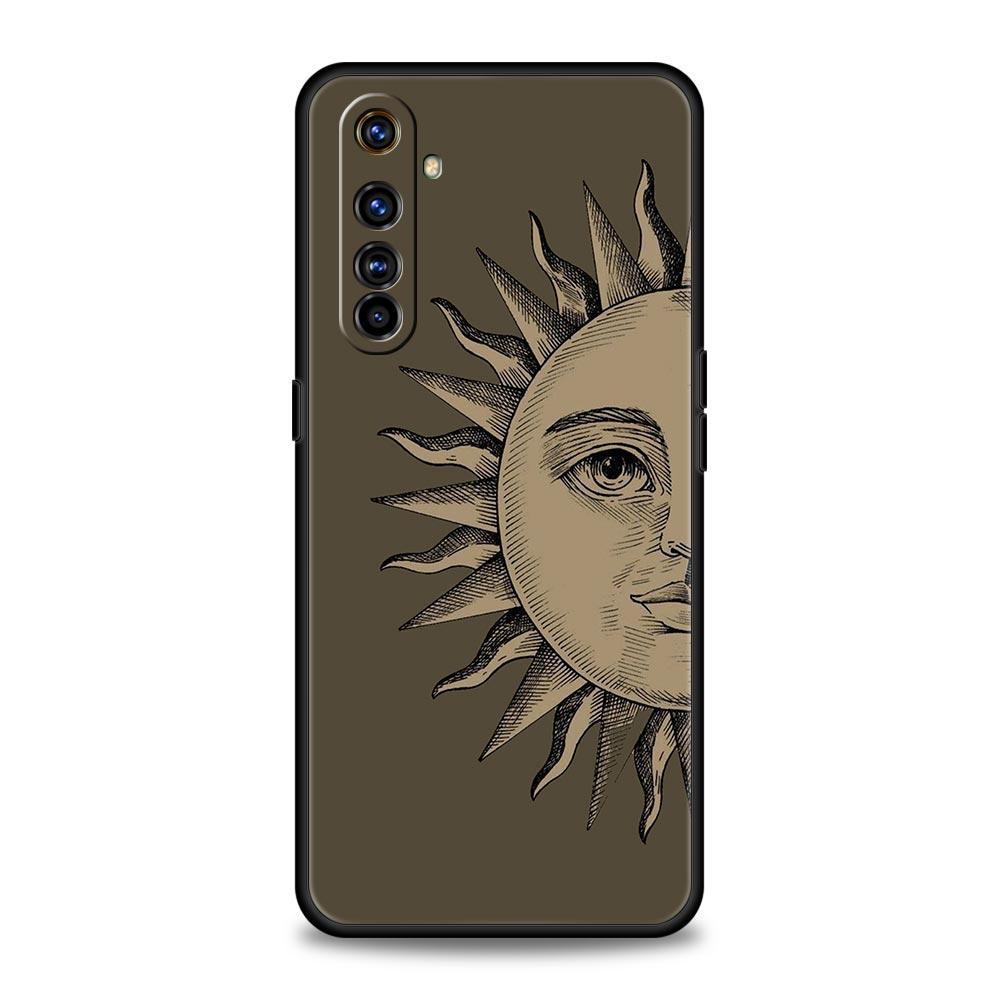 Funny Sun Moon Angel Eyes Phone Case For Realme 10 9 8 5G 7 6 GT2 Pro Plus 9i 8i C21 C11 C25 C35 GT Neo 2 3 3T Soft Black Cover