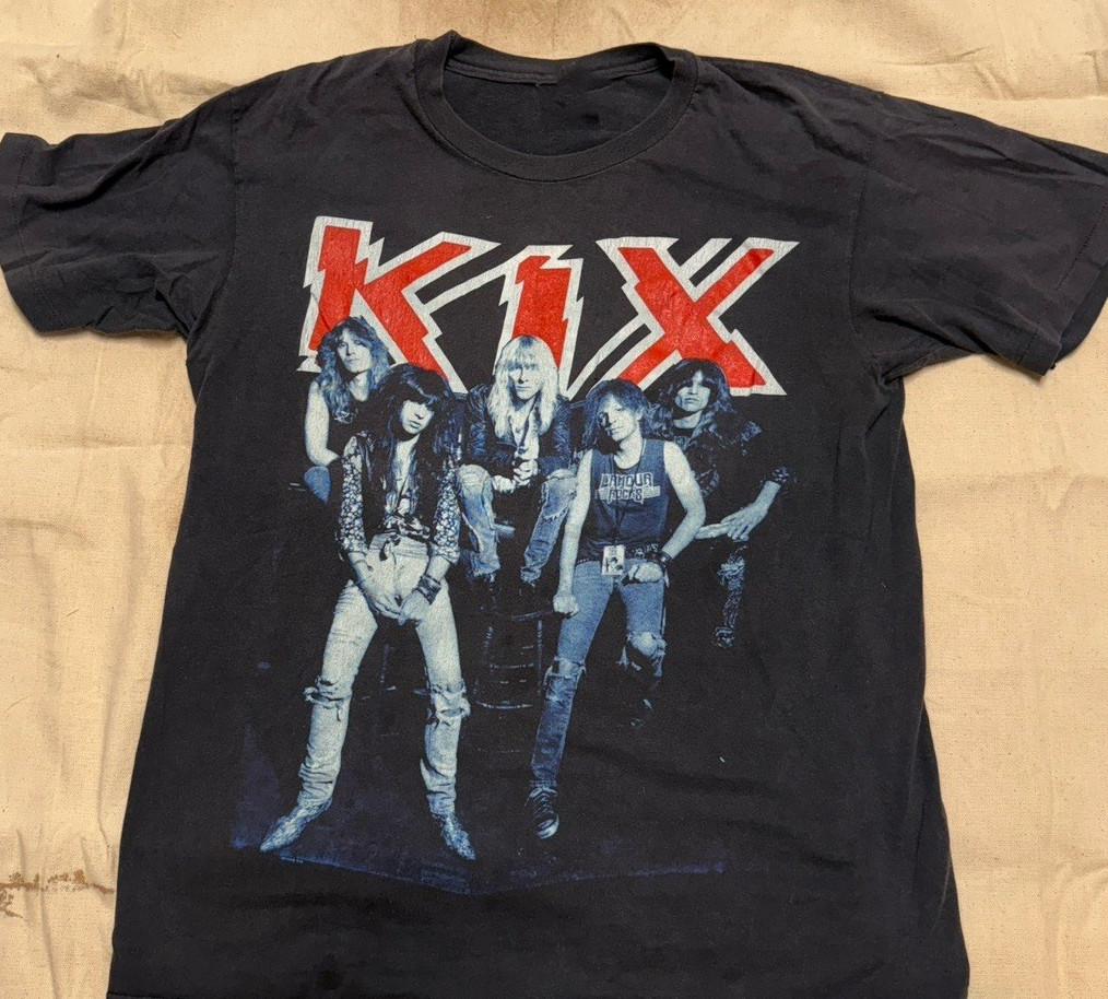 Vtg Kix Metal Band Tee Cotton Unisex Shirt EG407 XXXXL