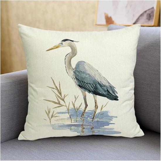 Bird Flower Decorative Pillow Covers 18x18 Linen Outdoor Square Pillow Case Cushion Cover for Sofa Couch Bedroom