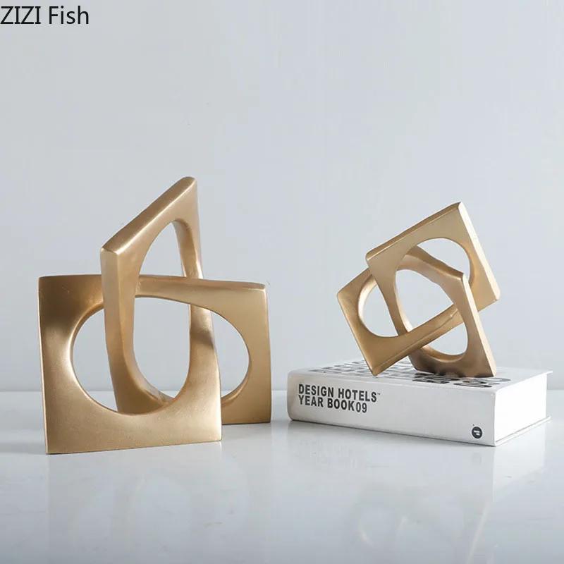 

Abstract Geometric Distortion Ornaments Crafts Desk Decoration Golden Square Collar Artwork Statue Room Aesthetics Decor