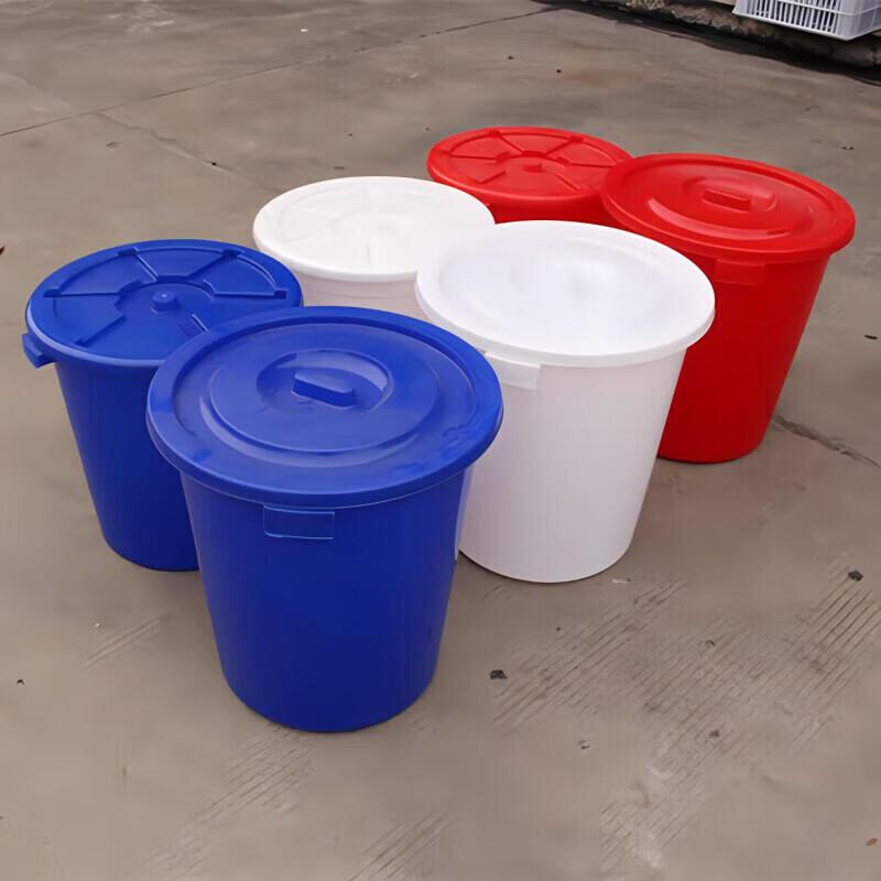 Xiyao Large White Round Plastic Storage Bucket with Lid