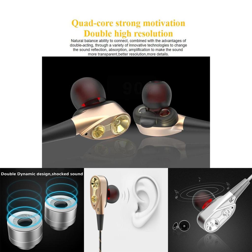 Premium Android In-ear Stereo Bass Earphone Dual Driver Sport Headset With Microphone