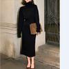Long-Sleeve High Neck Knit Dress with Wide Leg, Korean Style Inner Dress for Women Autumn Winter