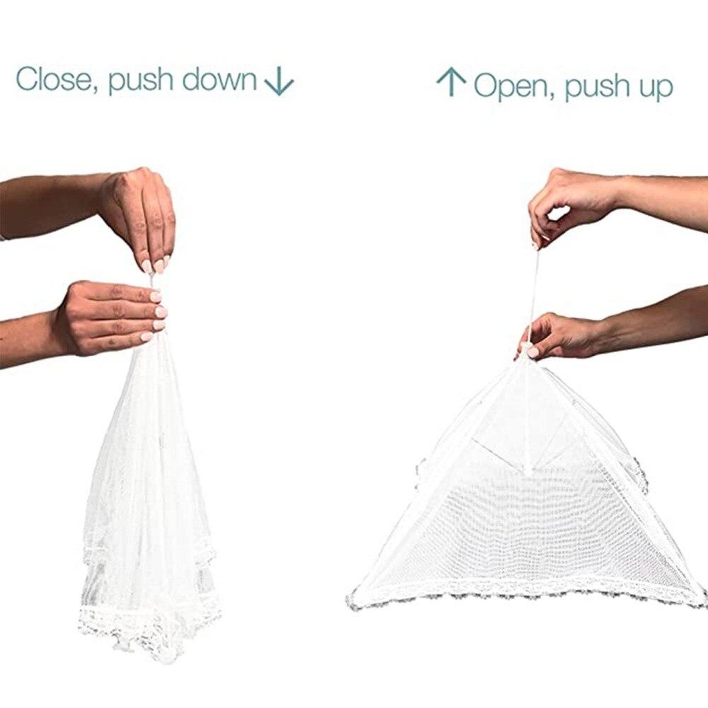 Food Cover Net Umbrella Style Anti Mosquito Meal Cover Lace Table Food Protect Cover Folded Mesh Umbrella Kitchen Accessories