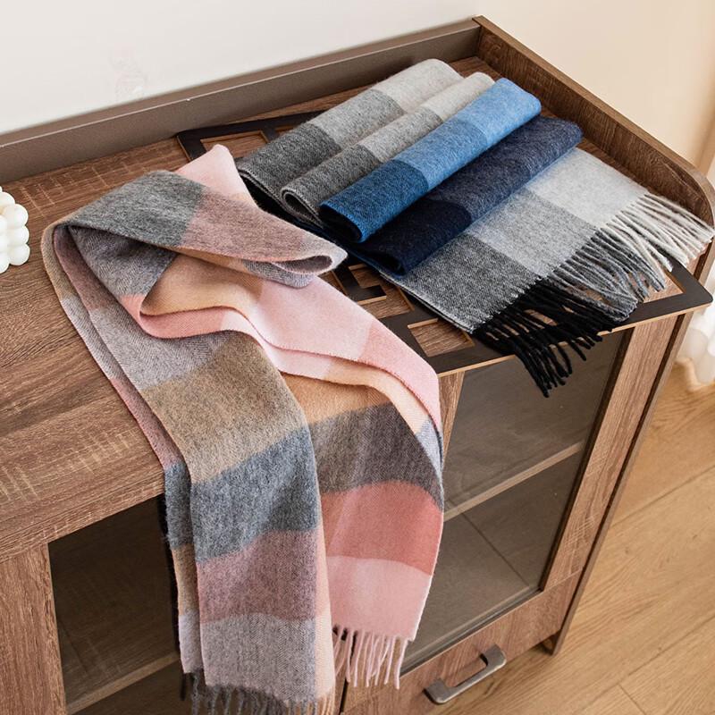 DayApril Women's Thickened Plaid 100% Wool Scarf